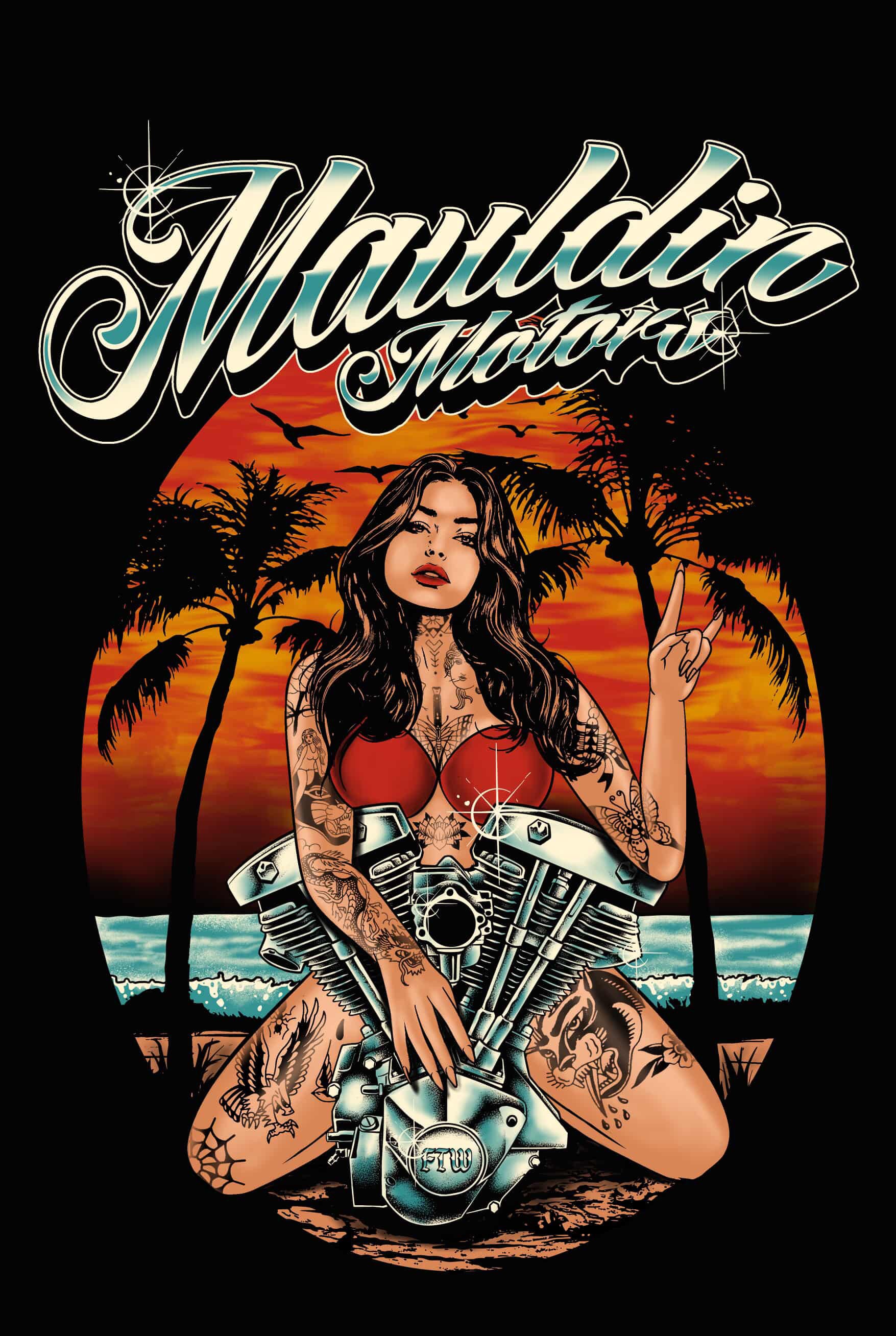 Shovel Head Pinup Sticker